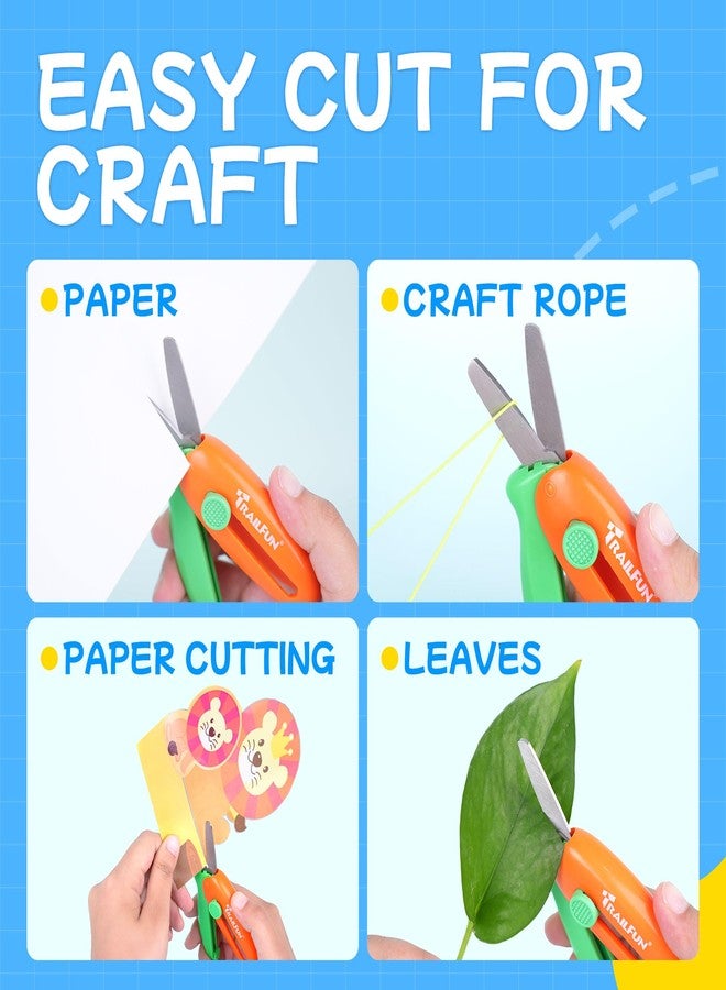 trailfun Retractable Safety Scissors for Kids, 3Pcs Scissors for Toddler Ages 3 4 5 6 7, Cute Small Art Crafts Cutting Tools - Image 2